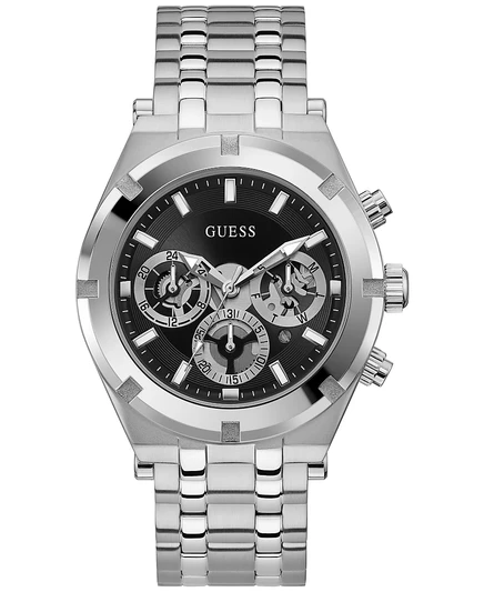 Мужские часы Guess 44 мм на стальном браслете, серебристые