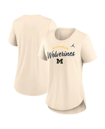Женская футболка Jordan Tri-Blend Michigan Wolverines, кремовая