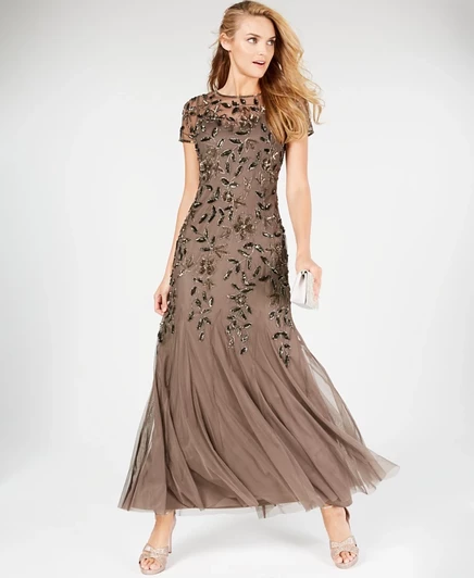 Женское платье Adrianna Papell Floral-Beaded, графитовое