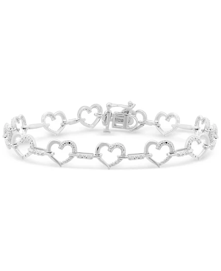 Браслет Macy's с бриллиантами 1/6 кт из серебра, серебристый
