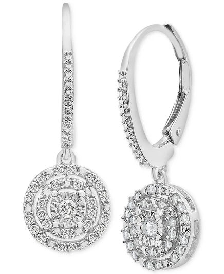 Серьги-подвески Macy's Diamond Circle 1/4 карат, серебро