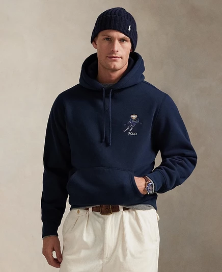 Мужское худи Polo Ralph Lauren с вышитым медведем, синее