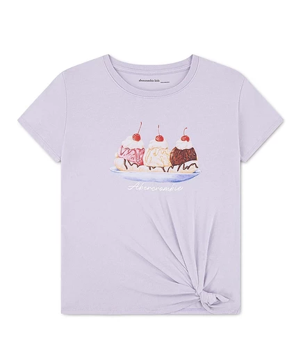 Детская футболка Abercrombie Kids Ice Cream Sundae с боковым узлом, фиолетовая