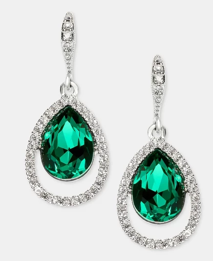 Серьги-капли Givenchy с ажурными кристаллами, зеленые