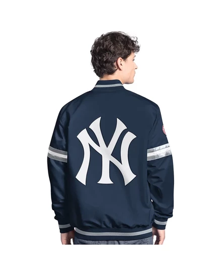 Мужская куртка New York Yankees, темно-синяя, с застежкой на молнию navy