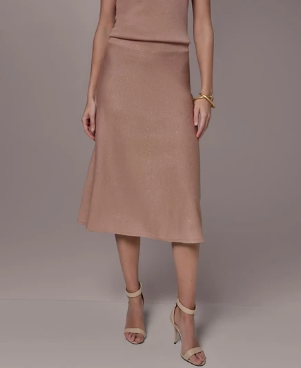 Женская юбка Donna Karan New York миди с пайетками, коричневая