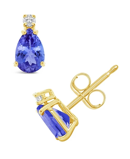 Серьги-пусеты Macy's, танзанит и бриллиант, золото