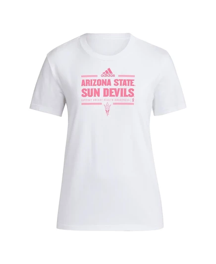 Женская белая футболка Adidas Arizona State Sun Devils 2024 для повышения осведомленности о раке молочной железы перед игрой white