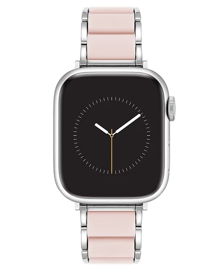 Женские розовые прорезиненные часы Anne Klein с серебристым ремешком из легированного металла для Apple Watch 10 38/40/41 мм