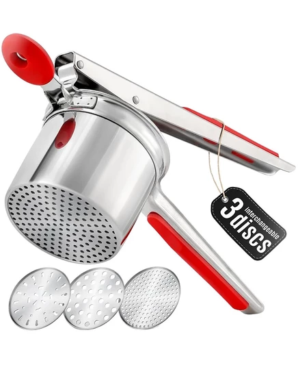 Пресс для пюре Zulay Kitchen 440 мл, 3 диска, красный