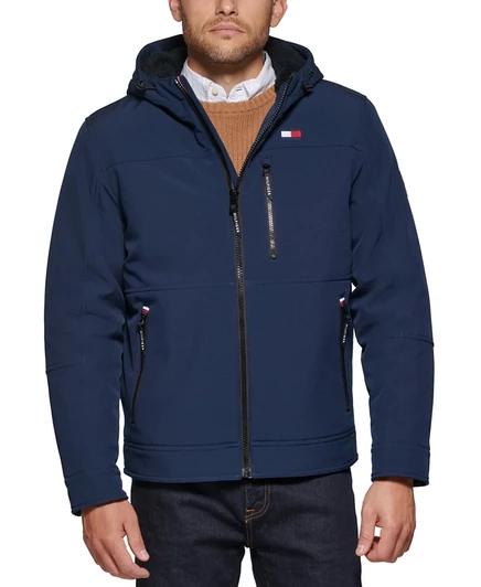 Мужская софтшелл-куртка Tommy Hilfiger с шерпа-подкладкой, синяя