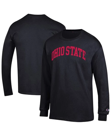Мужская футболка Champion's Black Ohio State Buckeyes Basic Arch с длинным рукавом от чемпиона штата Огайо