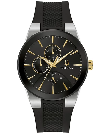 Мужские часы Bulova Modern Millennia хронограф 41 мм с силиконовым ремешком, черные