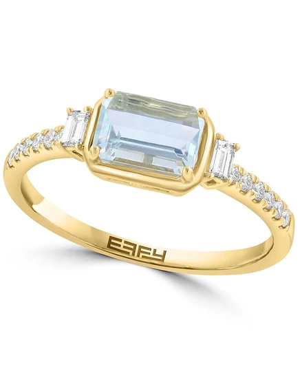 Женское кольцо EFFY Collection аквамарин, бриллианты, 14к