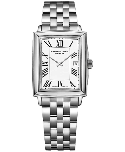 Женские швейцарские часы-браслет Toccata из нержавеющей стали Raymond Weil 22,6x28,1 мм белого цвета