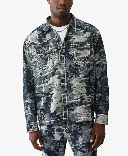 Мужская рубашка True Religion Super-T жаккард, синяя
