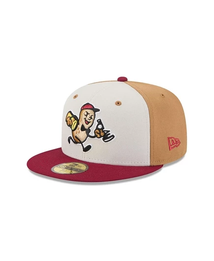 Мужская светло-бежевая шляпа New Era Montgomery Biscuits Theme Nights 59, приталенная по фигуре.