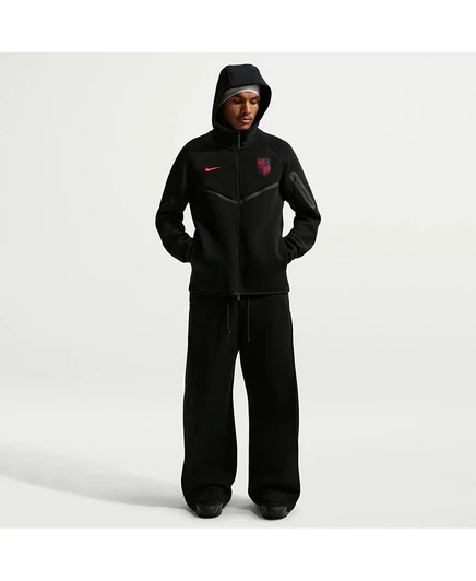 Мужская толстовка Nike с капюшоном на молнии USMNT 2026 Tech Fleece Windrunner черного цвета