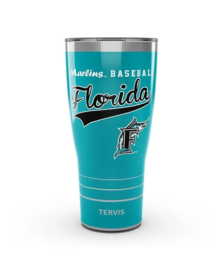 Стакан Tervis Tumbler Florida Marlins 30 унций из коллекции Cooperstown в винтажном стиле из нержавеющей стали