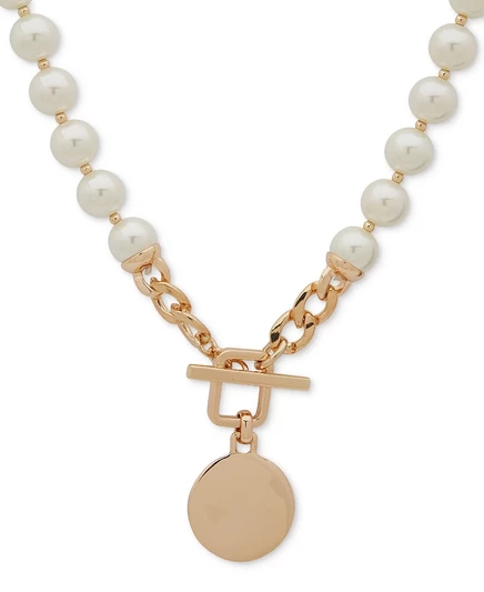 Женское ожерелье Anne Klein Disc, под жемчуг, 16″, кремовое