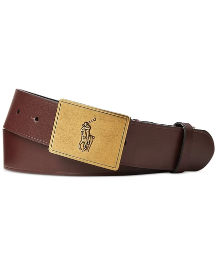 Мужской ремень Polo Ralph Lauren кожаный, коричневый