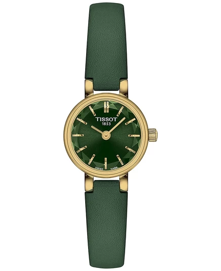 Женские часы Tissot Lovely 20 мм, зеленый ремешок, золото