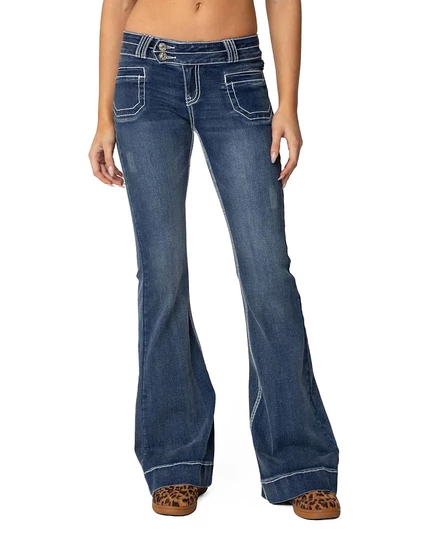 Женские джинсы Edikted Contrast Stitch, низкая посадка, синие