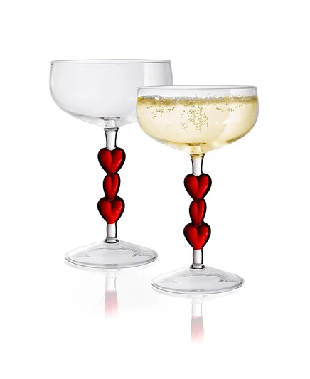 Бокалы Qualia Glass Coupe с сердцем в ножке, 2 шт., красные
