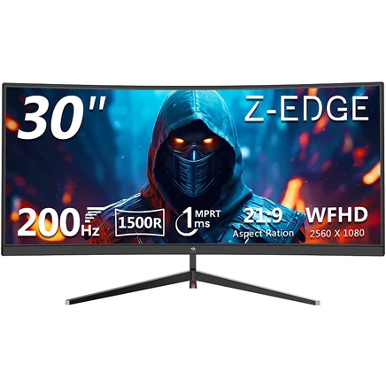30-дюймовый игровой монитор Z-EDGE с разрешением UWFHD 2560 x 1080 21:9, сверхширокий, 200 Гц, 1 мс, 1500 об /мин, FreeSync, PIP / PBP, HDMI x 2, DP x 2, черный