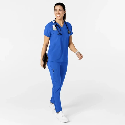 Облегающий топ-скраб Wink Plus Size W123 с V-образным вырезом Flex-n-Reach royal
