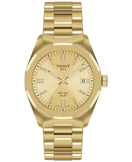 Женские часы Tissot PRC 100 Solar 34 мм, золотистые