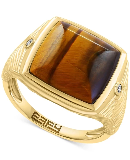 Мужское кольцо EFFY с тигровым глазом и бриллиантами, 14K, золотое
