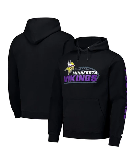 Мужской черный винтажный пуловер Minnesota Vikings с капюшоном black