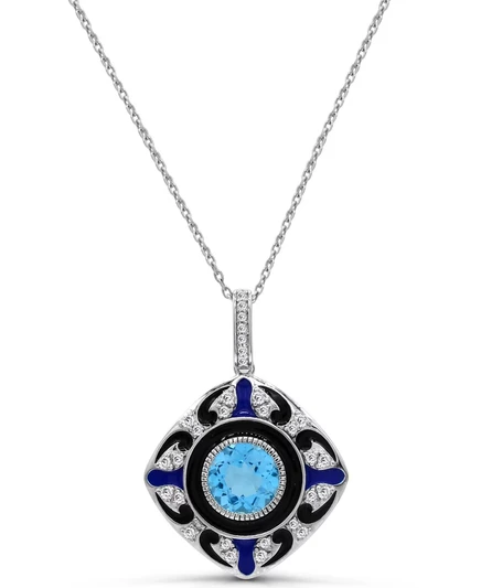 Украшение Macy's из серебра с Swiss blue и белым топазом