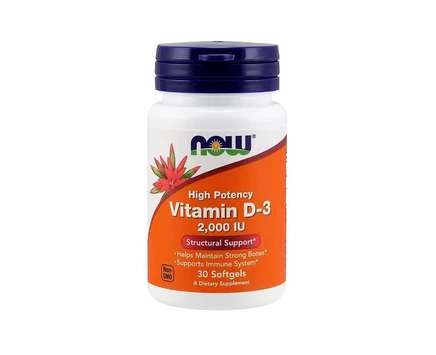 Now Foods Витамин D-3, 2000 МЕ, 30 капсул без цвета