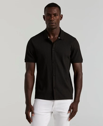 Мужская рубашка Perry Ellis в рубчик, черная