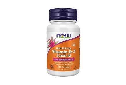 Витамин D3 NOW Foods 5000 МЕ, 240 мягких капсул