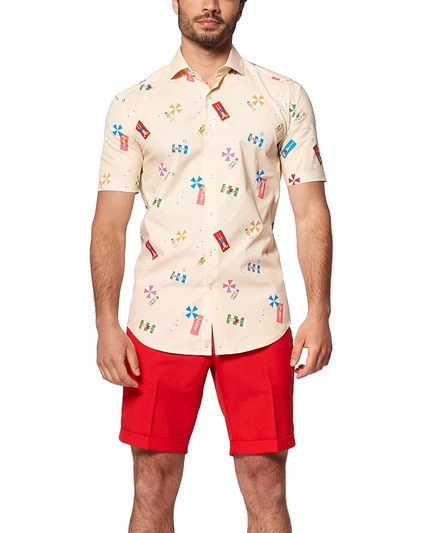 Пляжная рубашка OppoSuits Big & Tall - Рубашка на пуговицах с коротким рукавом - Приталенный крой - Бежево-коричневый/бежевый