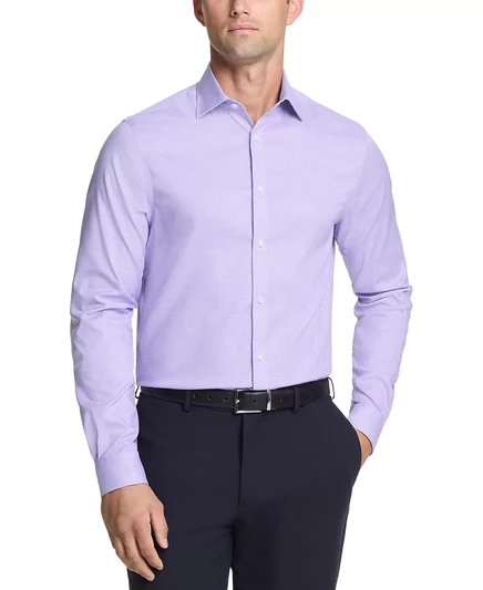  Мужская однотонная рубашка Regular Fit Comfort Stretch, устойчивая к образованию морщин purple