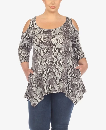 Женская туника White Mark Plus Size, открытые плечи, мульти