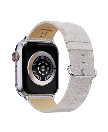Блестящий кожаный ремешок Waloo Brilliance для Apple Watch white