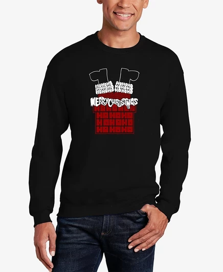Мужская толстовка с круглым вырезом Chimney Santa Word Art в стиле поп-Арт от LA Pop Art black