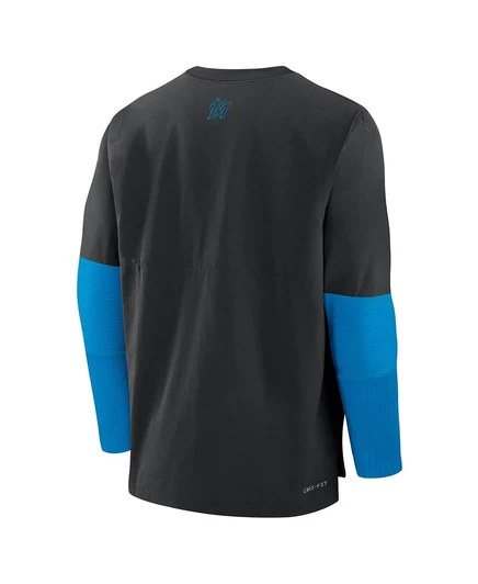 Мужской черно-синий топ с длинными рукавами Nike Miami Marlins Authentic Collection Player от Nike. black, blue