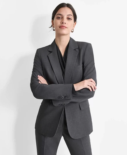 Женский однобортный пиджак DKNY с лацканами, серый