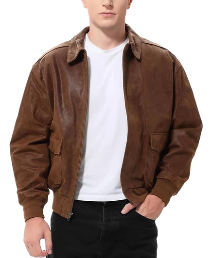 Мужская кожаная куртка Landing Leathers A-2 бомбер, коричневая
