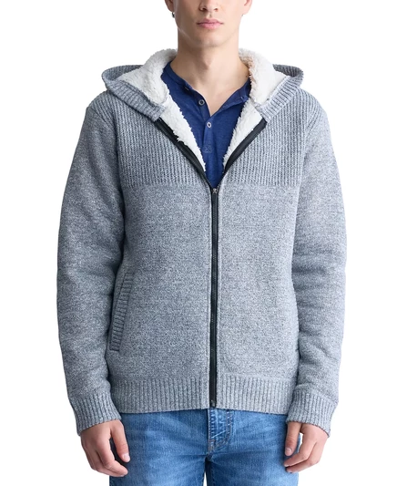 Мужская трикотажная толстовка Walmick с капюшоном на молнии и подкладкой из шерпа heather grey