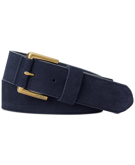 Мужской замшевый ремень Polo Ralph Lauren с роликовой пряжкой blue