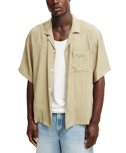 Мужская рубашка Cotton On Box Fit, бежевая