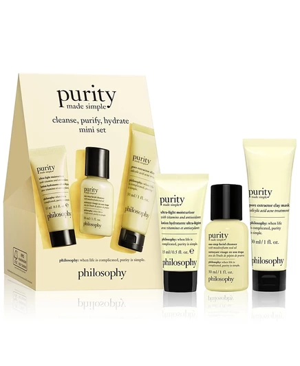 philosophy, 3 шт. Purity Made - Простой мини-набор для очищения и гидратации без цвета