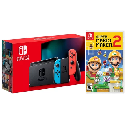  Консоль Switch на 32 ГБ - Neon Joy-Con - Новая версия с пакетом Mario Maker 2 black